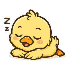 cartoon chick sleeps illustrations mascot