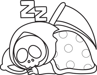 Illustration of cute skull ghost icon.
Funny skull ghost in activities stickers.
Angel of death cute elements.