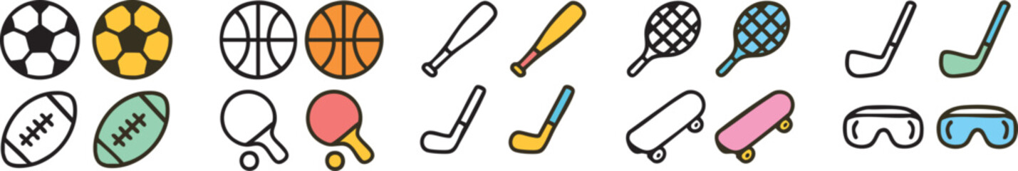 Obraz premium Sports Equipment Icons Collection Vector Illustration.