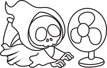 Illustration of cute skull ghost icon.
Funny skull ghost in activities stickers.
Angel of death cute elements.