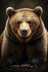 Obraz premium Majestic brown bear amidst the serenity of the woodland.