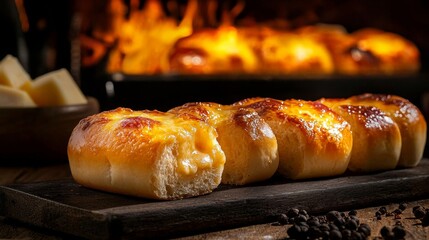Authentic oven-baked cheese bread ideal for sharing at gatherings.