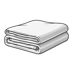 Plain White Folded Blanket Stack Vector Graphic. Clean Textile Icon for Home Comfort, Warmth, and Cozy Seasonal Assets.