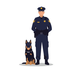 Vector illustration of police officer with a dog