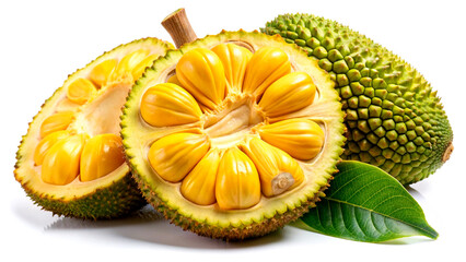 Fresh Juicy Jackfruit Flesh Isolated on White Background, Created with AI Generative
