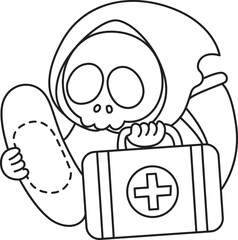 Illustration of cute skull ghost icon.
Funny skull ghost in activities stickers.
Angel of death cute elements.