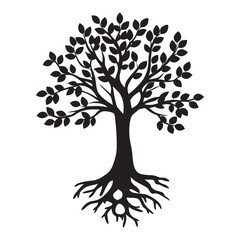 Fototapeta premium tree silhouette vectorTree of life, tree vector logo this beautiful tree is a symbol of life, beauty, growth, strength, and good health