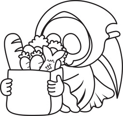 Illustration of cute skull ghost icon.
Funny skull ghost in activities stickers.
Angel of death cute elements.