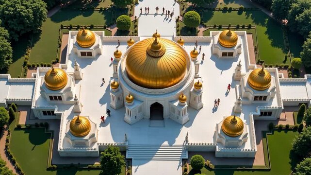 Majestic Guru Nanak Dev Religious Complex: A Stunning Top-Down View in 4K Video, Perfect for Travel, Culture, and Spiritual Projects