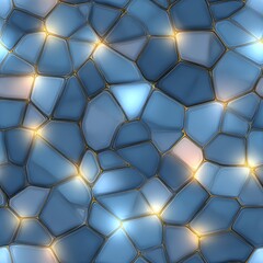 Seamless Abstract blue mosaic pattern with luminous accents, ideal for backgrounds.