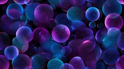 Seamless Abstract colorful bubbles on a dark background with a vibrant glow.