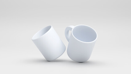 Pair of Mugs Leaning Together Isolated