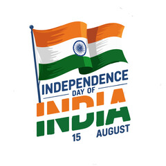 India Independence Day &ndash; Waving Flag Banner for 15 August Celebration