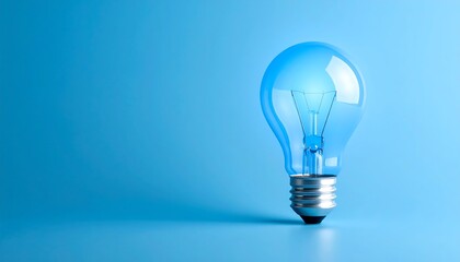 Blue light bulb on blue background