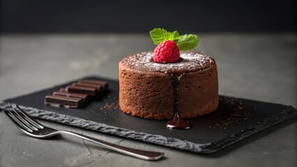 Delicious chocolate lava cake recipe with raspberry and mint for dessert lovers and baking enthusiasts