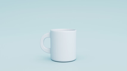 Simple White Mug on Light Blue Background