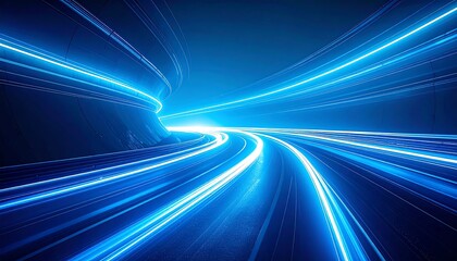 Blue light streaks in tunnel