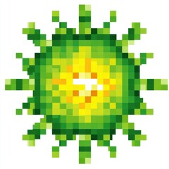 Vibrant Green Pixel Art Sunburst Illustration