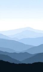 Serene blue layered mountain range landscape