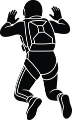 Vector art of a skydiver in freefall with arms raised