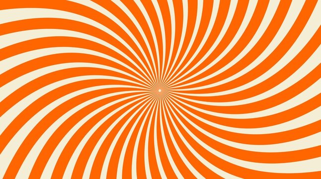 Abstract orange spiral background with hypnotic radial pattern. Eye-catching swirl design for retro themes, psychedelic art, or energetic layouts