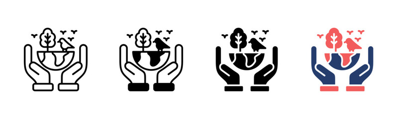 Biodiversity icon sheet multiple style collection