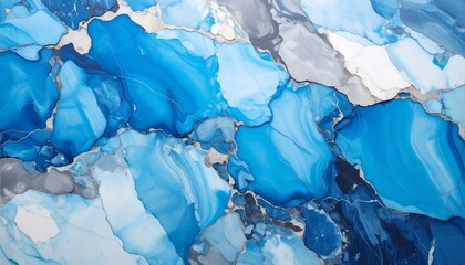 Abstract blue fluid art marble texture Watercolor ink painting background Modern wallpaper.