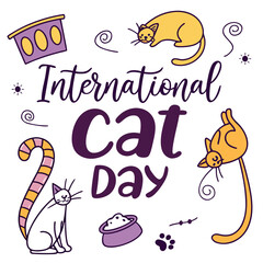 INTERNATIONAL CAT DAY vector illustration