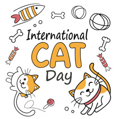 INTERNATIONAL CAT DAY vector illustration