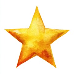 Obraz premium Watercolor Gold Star on White Background