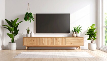 Modern TV cabinet design in minimalist living room interior