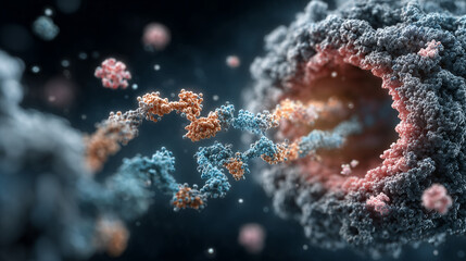 3D Molecular Visualization of a Proteasome Degrading a Protein