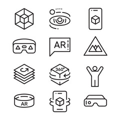 Augmented reality icons cube V R headset 360 degrees A R