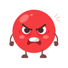 Expressing fierce frustration: A red round character glares intensely, conveying a sense of annoyance and strong negative emotions.
