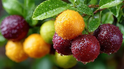 Colorful Wax Apples with Water Droplets