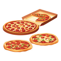  pizza fast food items vector 