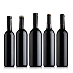 Wine bottles, various sizes,  red