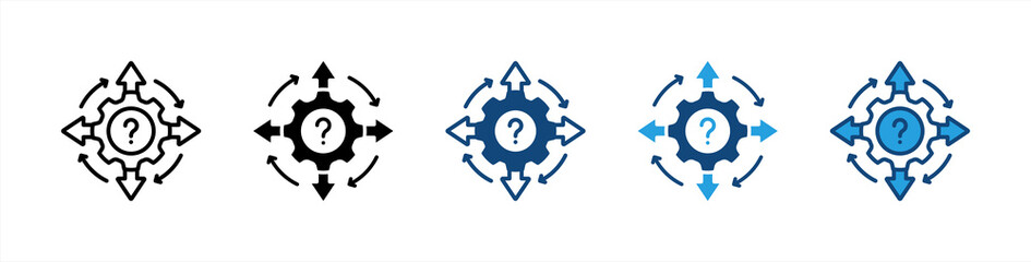 Decision Making icon set multiple style collection