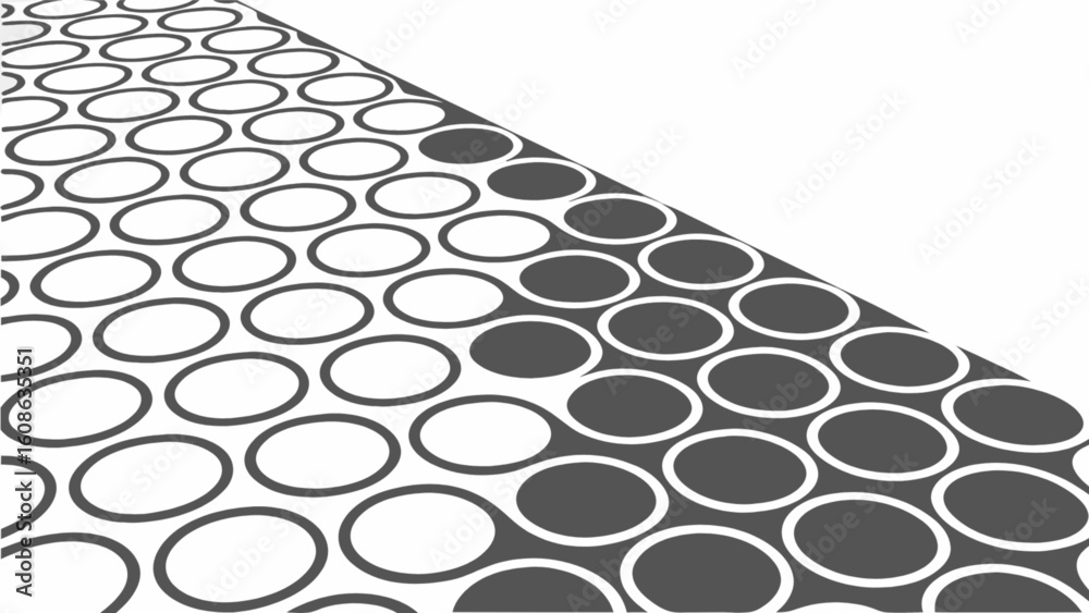 Wall mural overlapping oval shapes in alternating gray and white pattern receding into the distance view angle