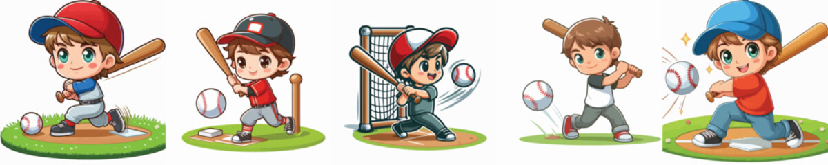 VECTOR IMAGE OF A BOY PLAYING BASEBALL WITH WHITE BACKGROUND