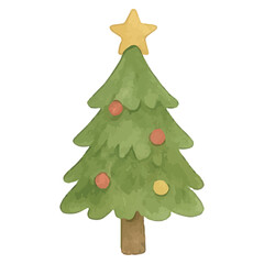 Watercolor Christmas Tree with Star Topper