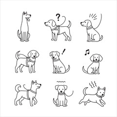  Outline drawing pack of canine friends