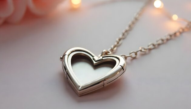 Elegant silver heart-shaped locket with open and closed views on a delicate chain for romantic jewelry and love gift ideas, created with generative ai