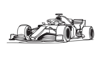 Continuous one single minimal line drawing formula 1 racing car