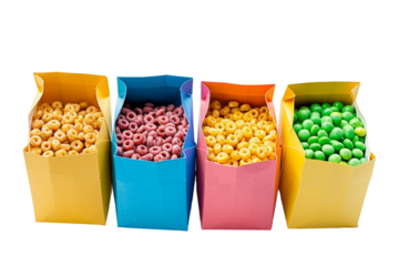 Boxes of colorful loops with transparent background