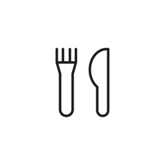 An icon featuring a fork and a knife side by side, commonly used to represent a restaurant, dining area, or food service.
