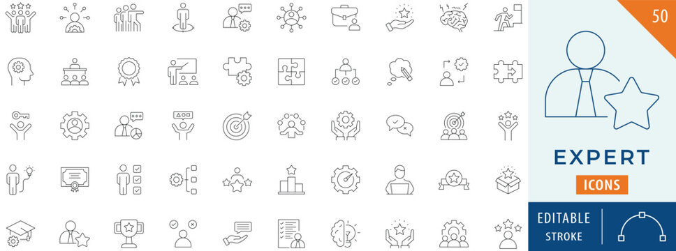 Expert icon collection set. Editable stroke.