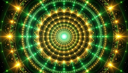 Obraz premium Abstract green and gold light tunnel