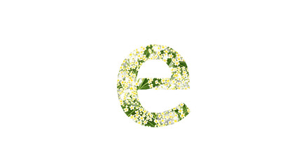 Letter E Floral Design on Green Background png, isolated on transparent background