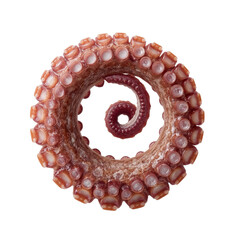 Isolated octopus tentacle section presenting a detailed view of suction cups and intricate patterns